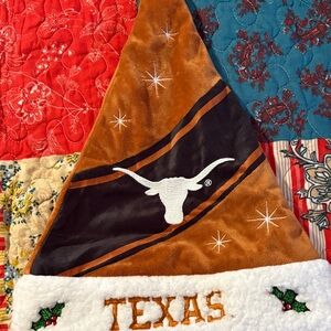 Texas Longhorns Holiday Santa Hat - Brown and White